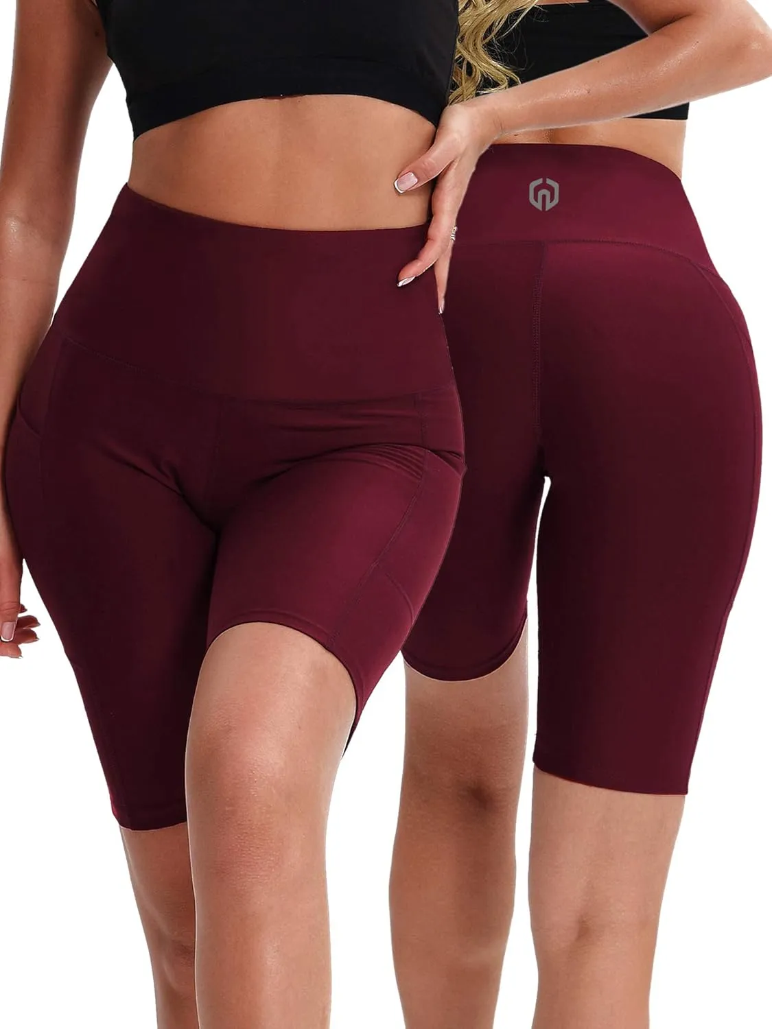 NELEUS Women's 8" Biker Shorts High Waist Tummy Control Workout Running Shorts for Gym Yoga
