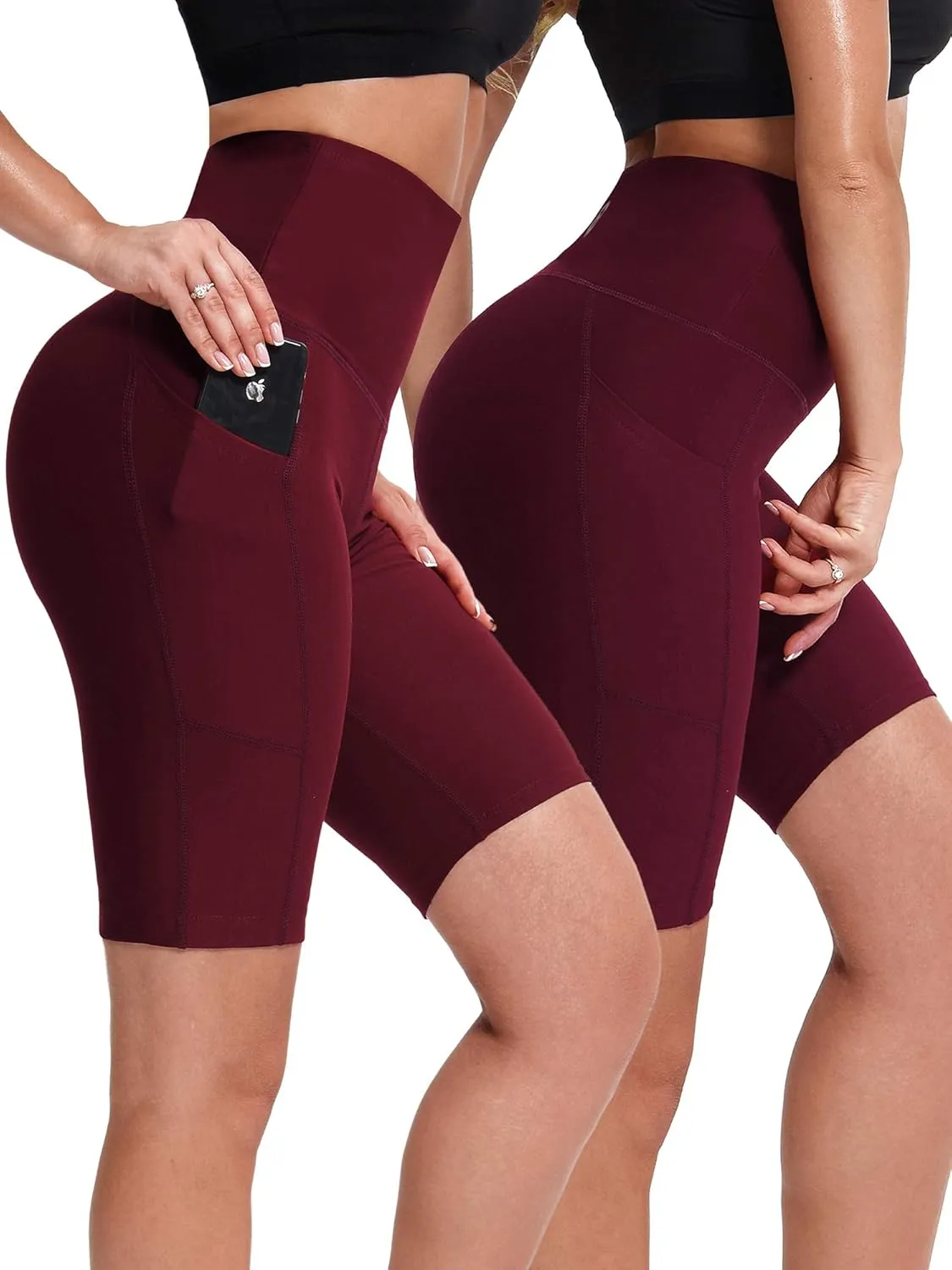 NELEUS Women's 8" Biker Shorts High Waist Tummy Control Workout Running Shorts for Gym Yoga