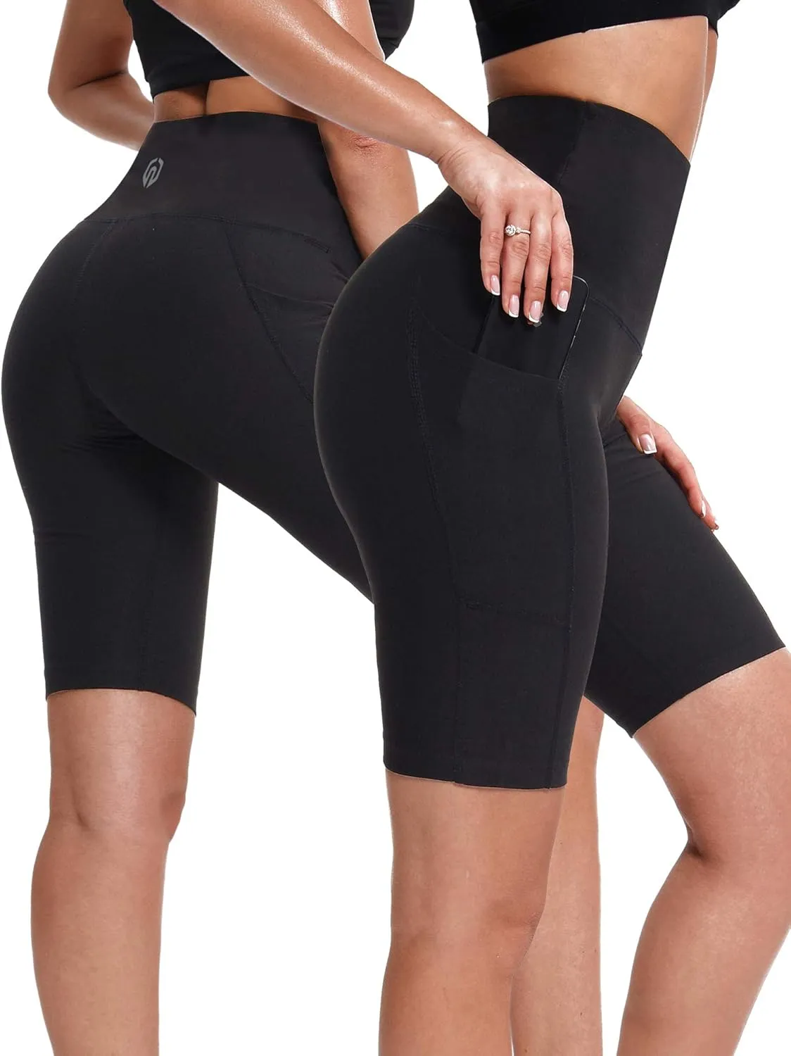 NELEUS Women's 8" Biker Shorts High Waist Tummy Control Workout Running Shorts for Gym Yoga