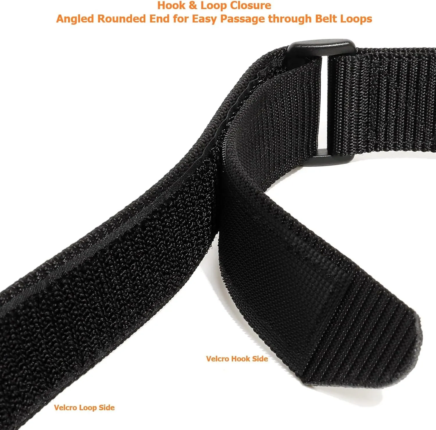 No-Scratch Nylon Belt 1 3/8" No Metal Buckle Belt w/Hook & Loop Closure TSA Approved for Work Travel Mechanic Driver