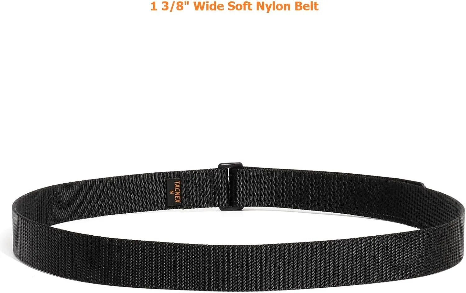 No-Scratch Nylon Belt 1 3/8" No Metal Buckle Belt w/Hook & Loop Closure TSA Approved for Work Travel Mechanic Driver