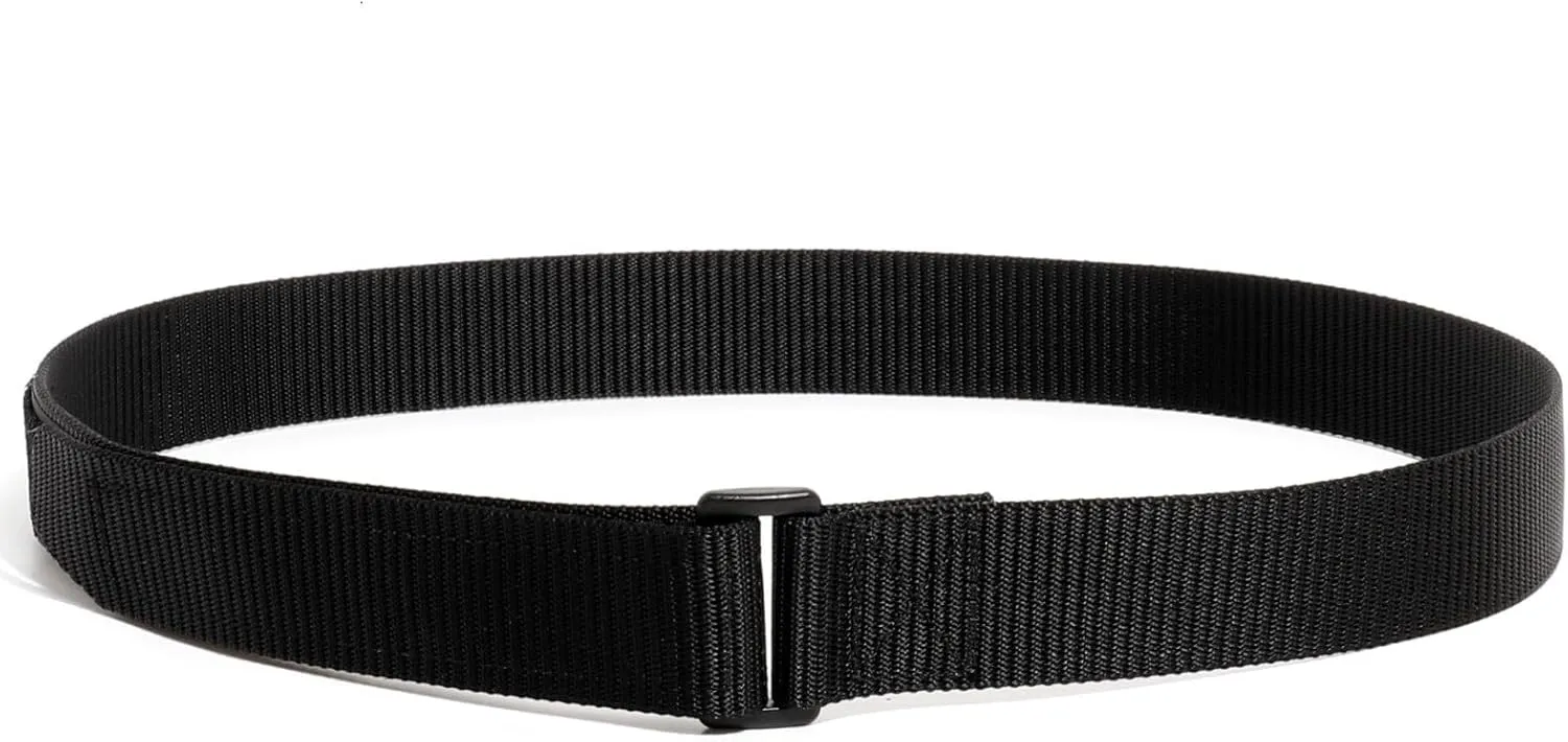 No-Scratch Nylon Belt 1 3/8" No Metal Buckle Belt w/Hook & Loop Closure TSA Approved for Work Travel Mechanic Driver