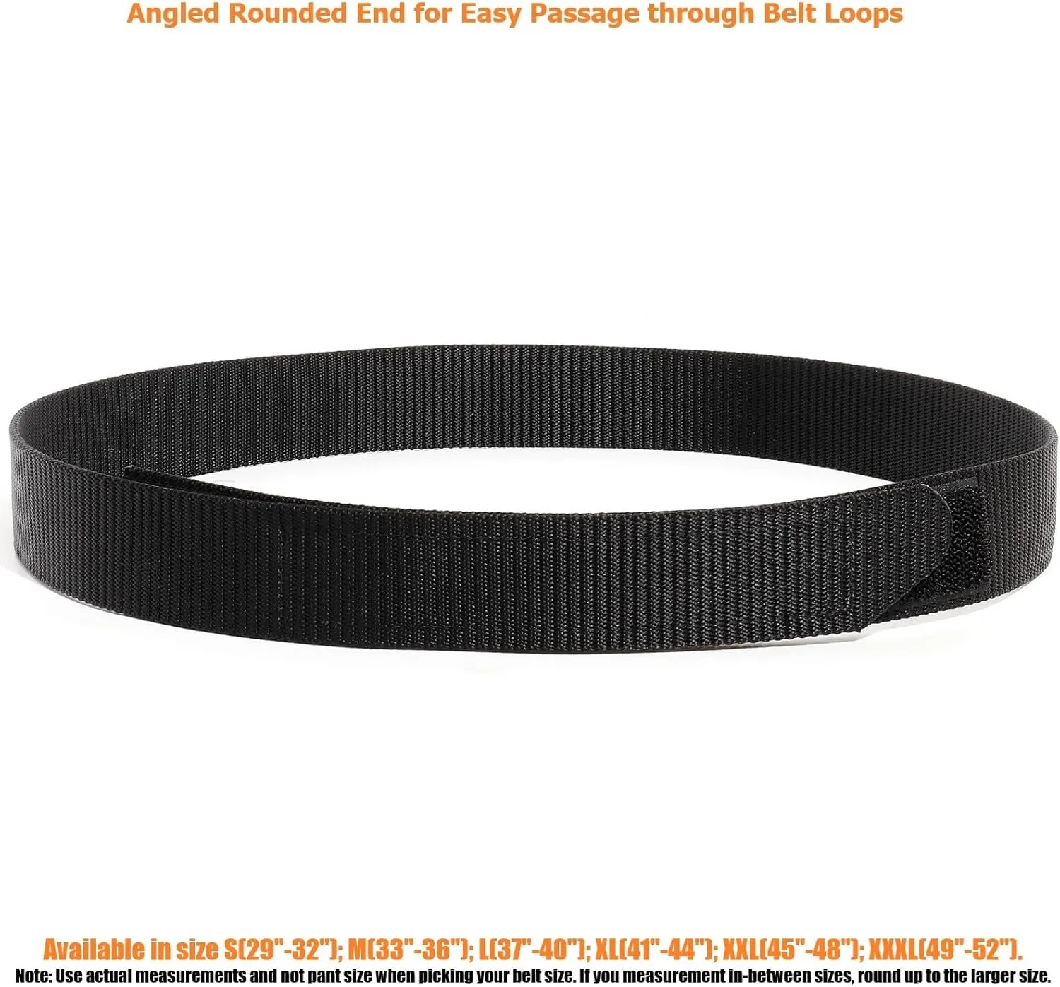 No-Scratch Nylon Belt 1 3/8" No Metal Buckle Belt w/Hook & Loop Closure TSA Approved for Work Travel Mechanic Driver