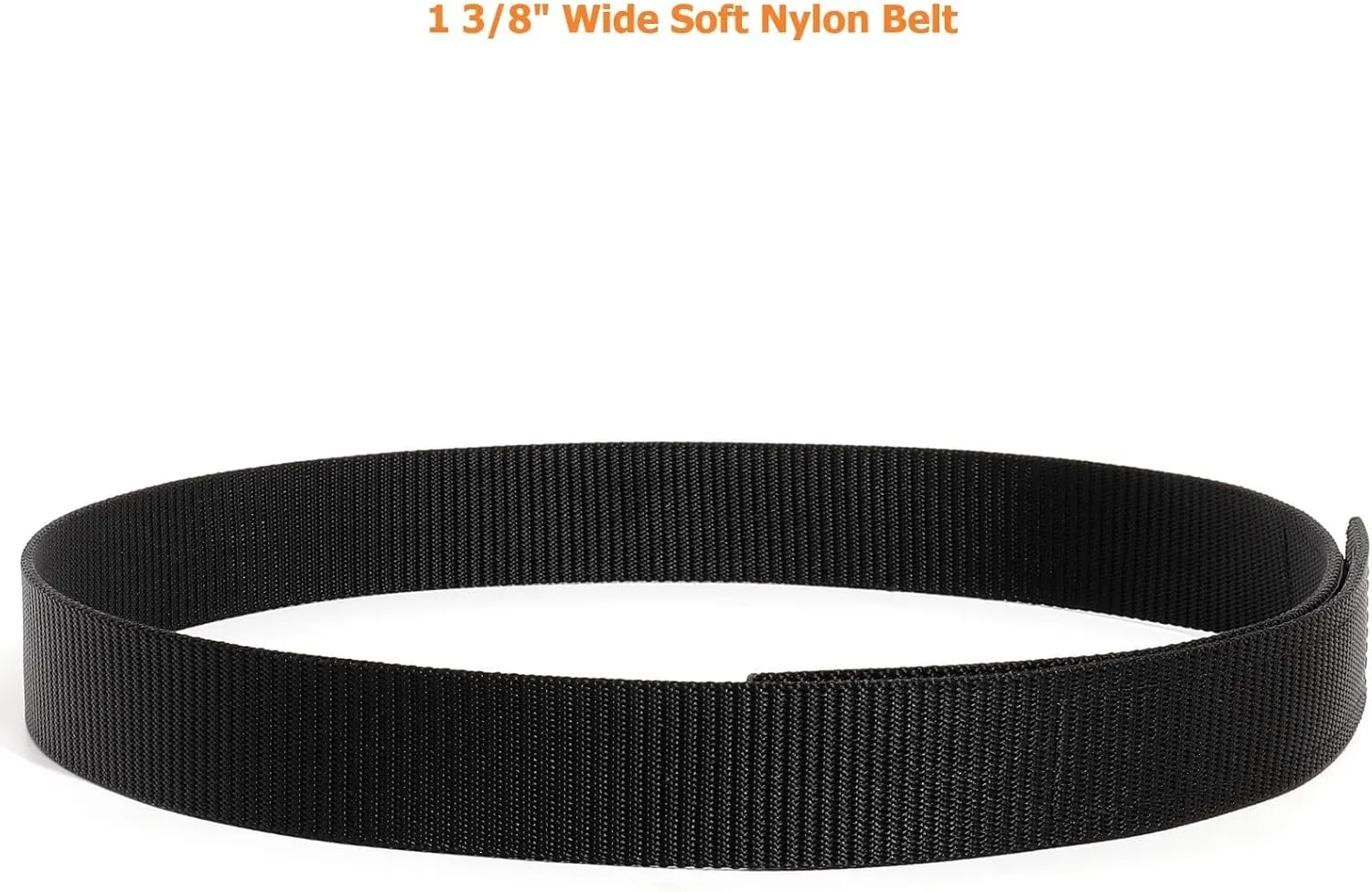 No-Scratch Nylon Belt 1 3/8" No Metal Buckle Belt w/Hook & Loop Closure TSA Approved for Work Travel Mechanic Driver