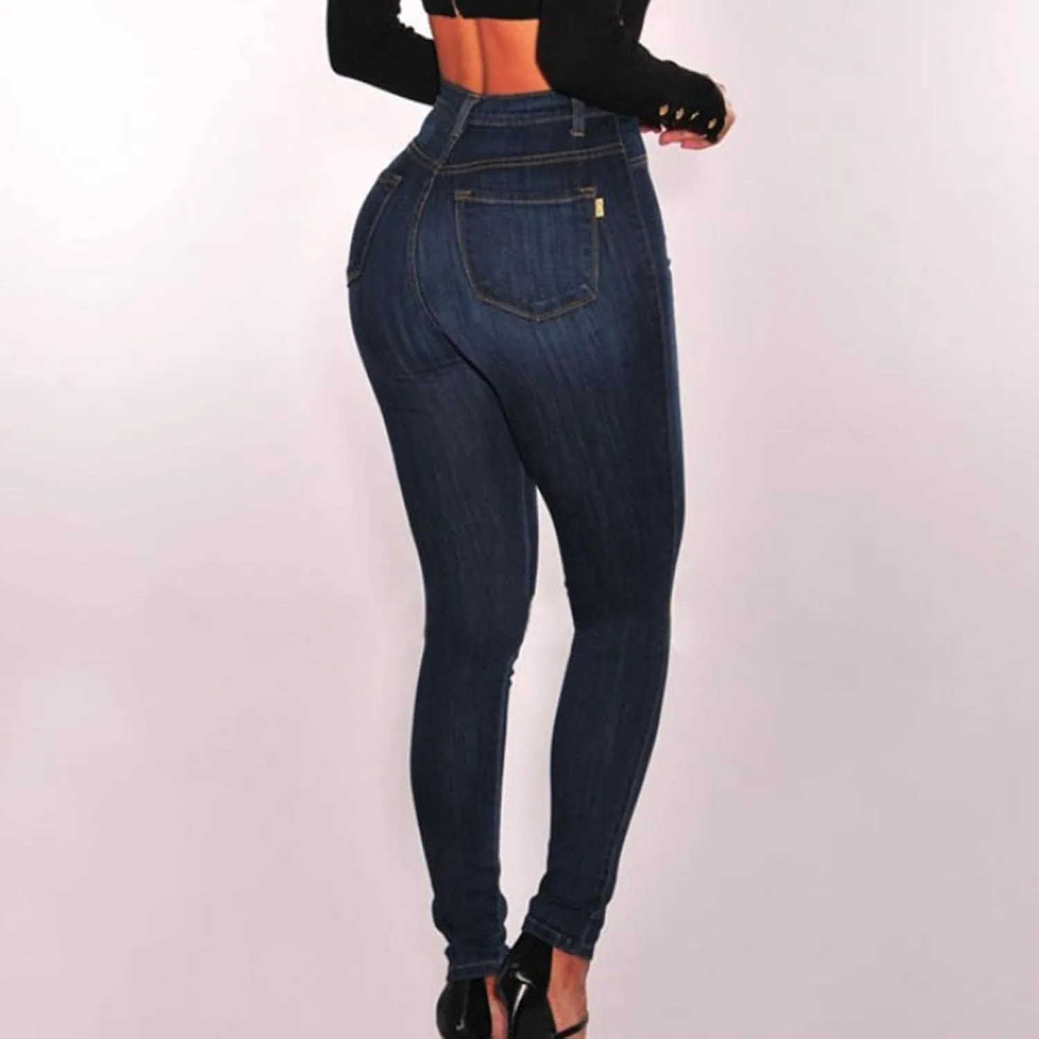 Nyybw Women Button Fly High Waisted Skinny Denim Jeans Stretch Skinny Slim Fit Pants Calf Jeans Trousers with Pockets