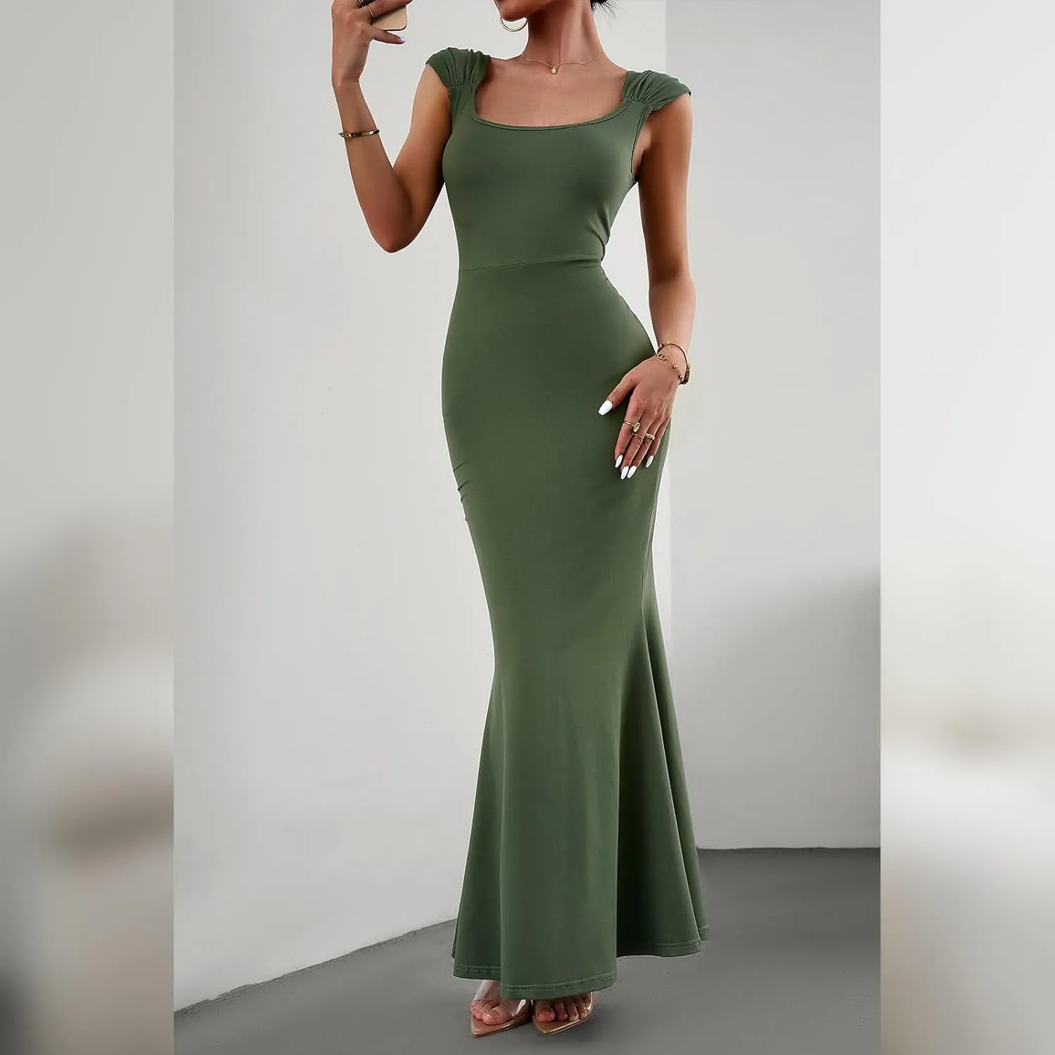 ODIZLI Long Bodycon Dresses For Women Sexy Sleeveless Dress Cap Sleeve Maxi Cami Dresses for Women