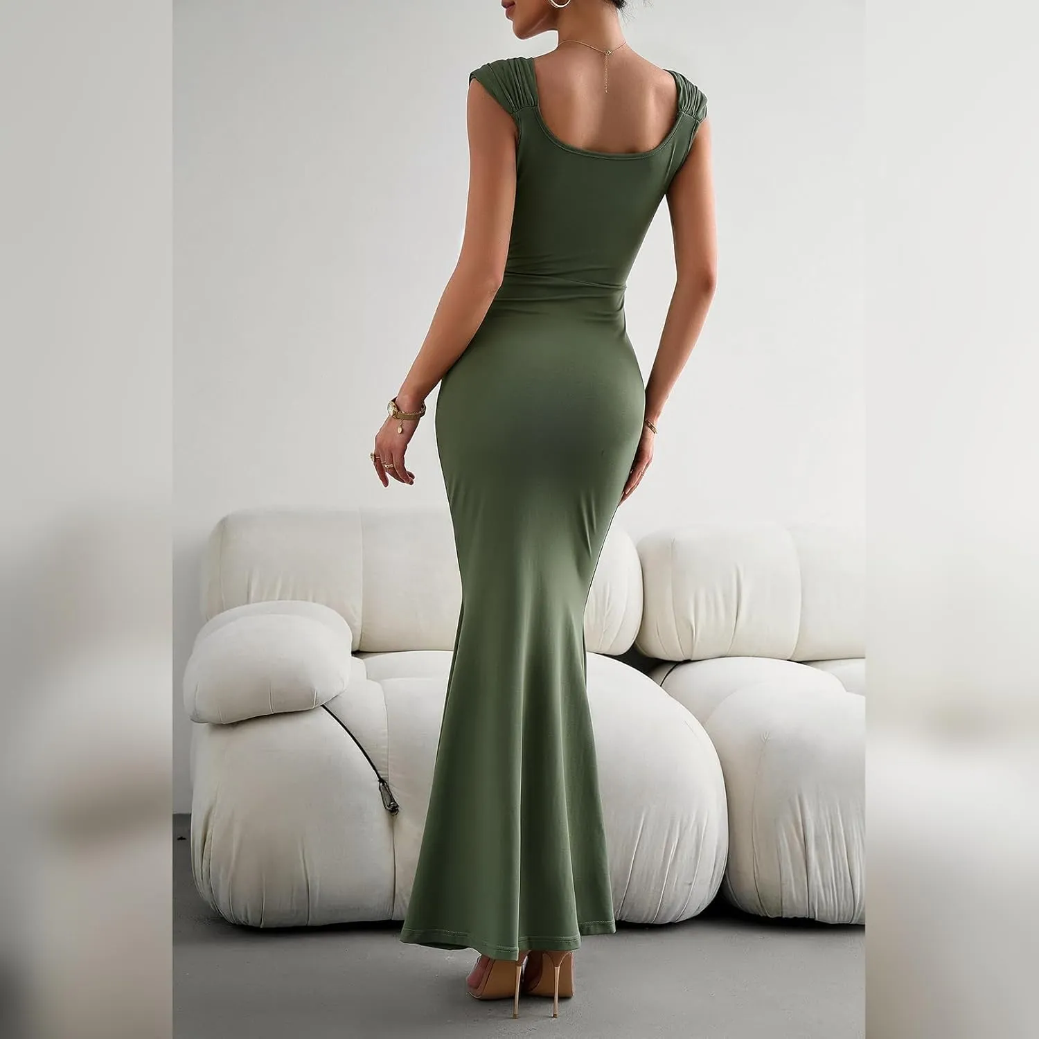 ODIZLI Long Bodycon Dresses For Women Sexy Sleeveless Dress Cap Sleeve Maxi Cami Dresses for Women