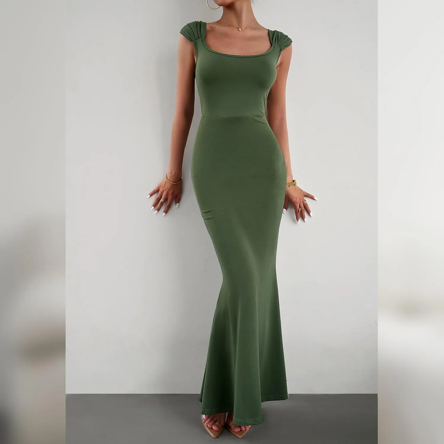 ODIZLI Long Bodycon Dresses For Women Sexy Sleeveless Dress Cap Sleeve Maxi Cami Dresses for Women