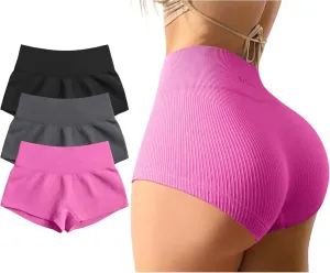 OQQ Women 3 Piece Yoga Shorts Sexy High Waist Booty Stretch Workout Exercise Hot Shorts
