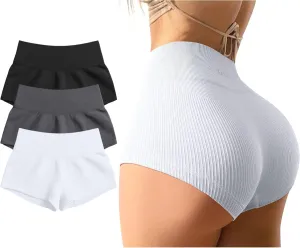 OQQ Women 3 Piece Yoga Shorts Sexy High Waist Booty Stretch Workout Exercise Hot Shorts