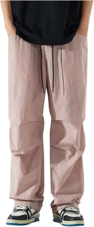 Pants for Mens Elastic Waist Drawstring Straight Leg Trouser Loose Fit Lightweight Casual Yoga Trousers with Pockets
