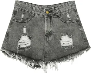 Plus Size Denim Shorts for Women Stretch Jean Shorts A Line Wide Leg Shorts High Waisted Distressed Jeans Cruise Wear