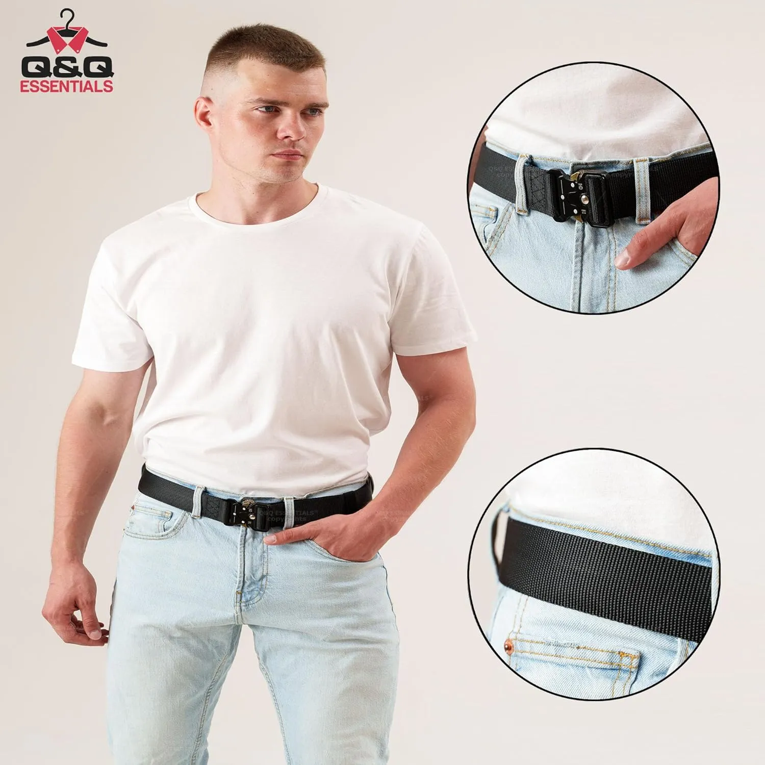 Q&Q ESSENTIALS Mens Tactical Belt Nylon Hunting Belts Hiking Belt for Men with Quick Release Belt