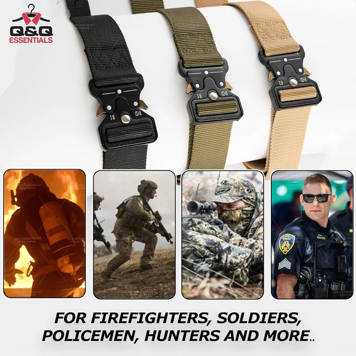 Q&Q ESSENTIALS Mens Tactical Belt Nylon Hunting Belts Hiking Belt for Men with Quick Release Belt