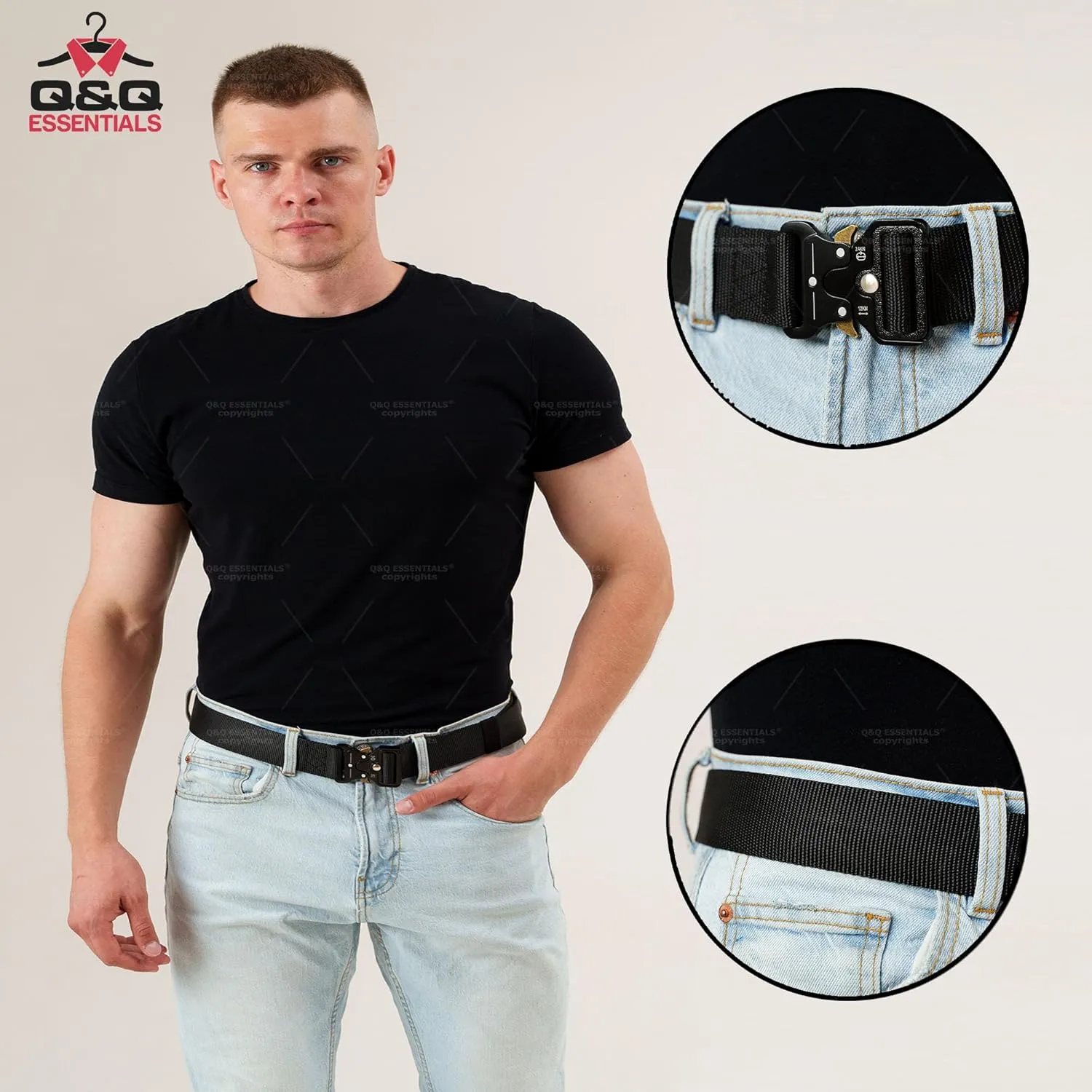 Q&Q ESSENTIALS Mens Tactical Belt Nylon Hunting Belts Hiking Belt for Men with Quick Release Belt