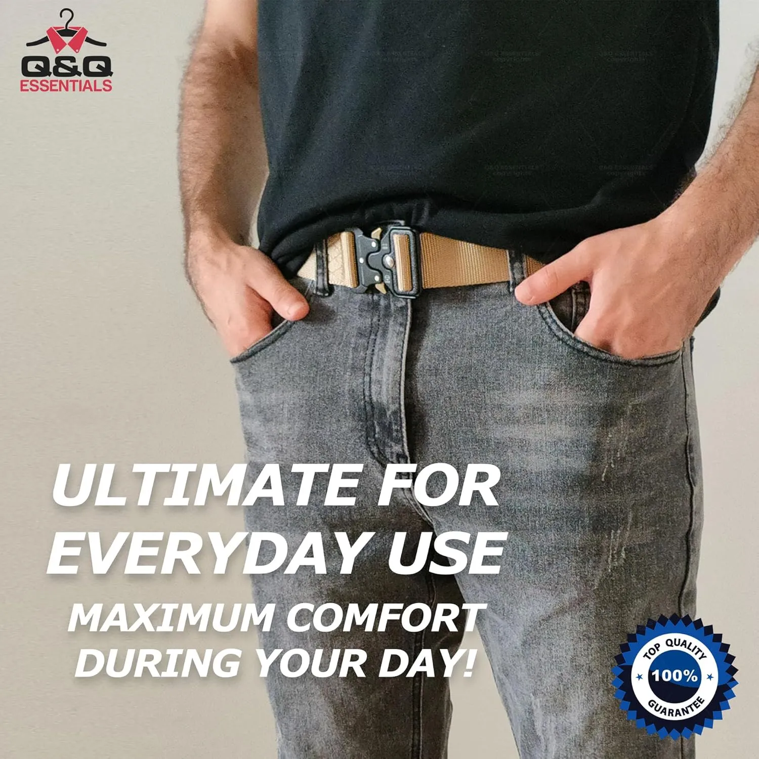Q&Q ESSENTIALS Mens Tactical Belt Nylon Hunting Belts Hiking Belt for Men with Quick Release Belt