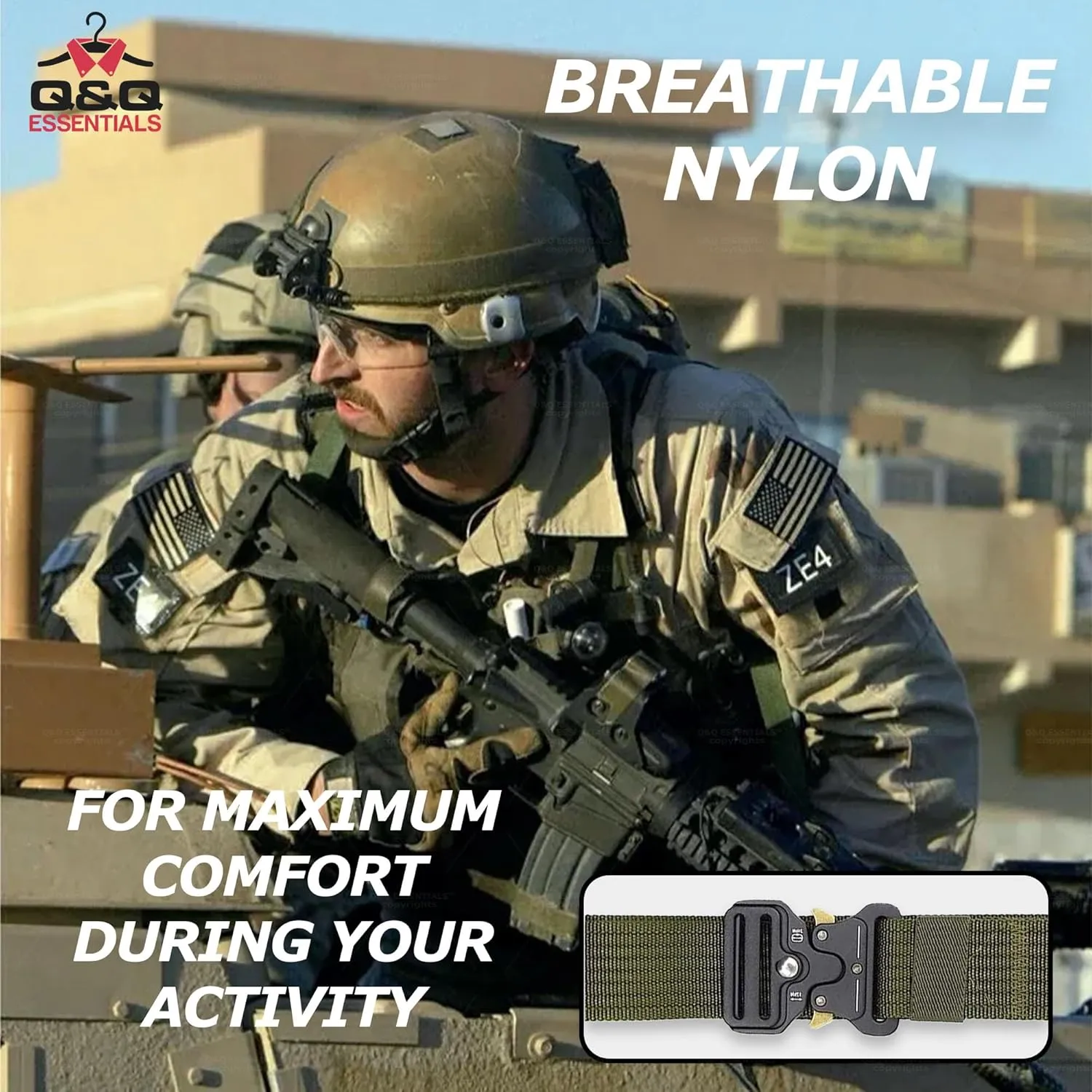 Q&Q ESSENTIALS Mens Tactical Belt Nylon Hunting Belts Hiking Belt for Men with Quick Release Belt
