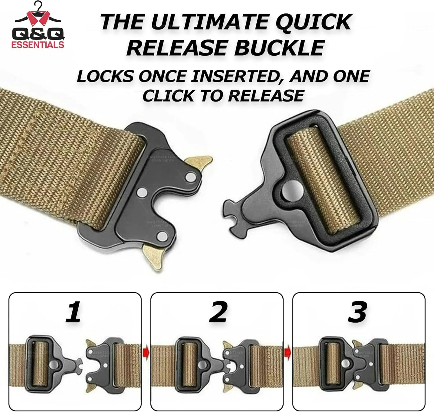 Q&Q ESSENTIALS Mens Tactical Belt Nylon Hunting Belts Hiking Belt for Men with Quick Release Belt