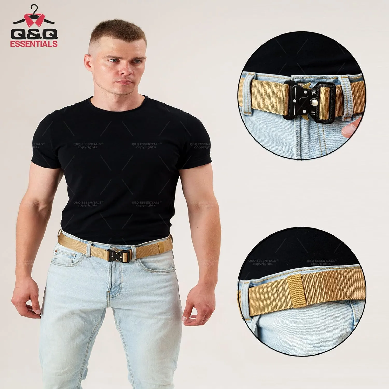 Q&Q ESSENTIALS Mens Tactical Belt Nylon Hunting Belts Hiking Belt for Men with Quick Release Belt