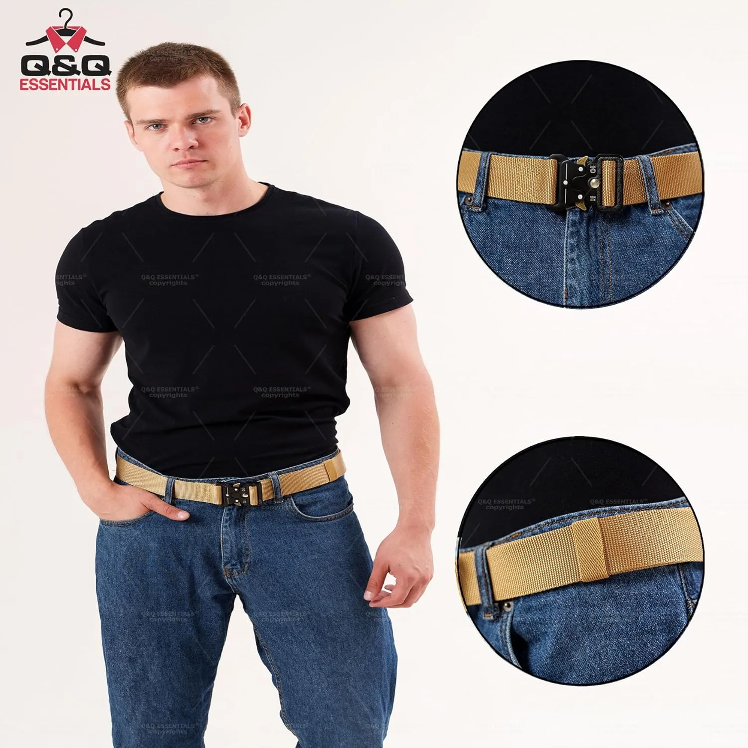 Q&Q ESSENTIALS Mens Tactical Belt Nylon Hunting Belts Hiking Belt for Men with Quick Release Belt