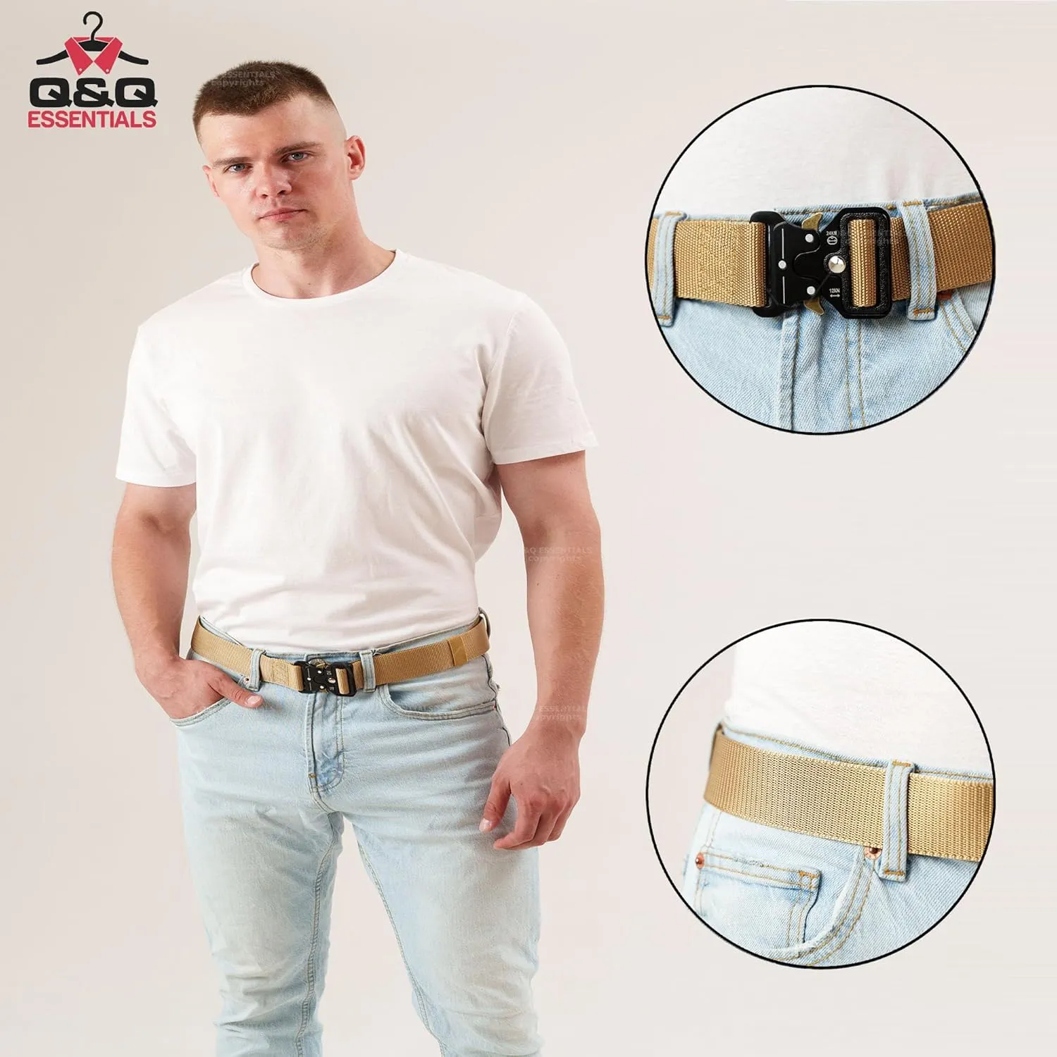 Q&Q ESSENTIALS Mens Tactical Belt Nylon Hunting Belts Hiking Belt for Men with Quick Release Belt