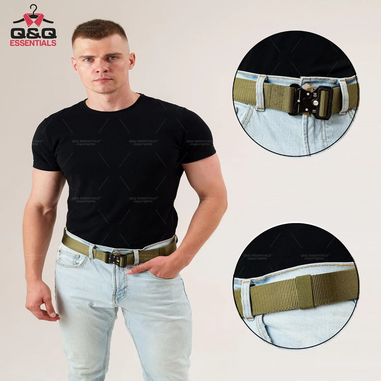 Q&Q ESSENTIALS Mens Tactical Belt Nylon Hunting Belts Hiking Belt for Men with Quick Release Belt