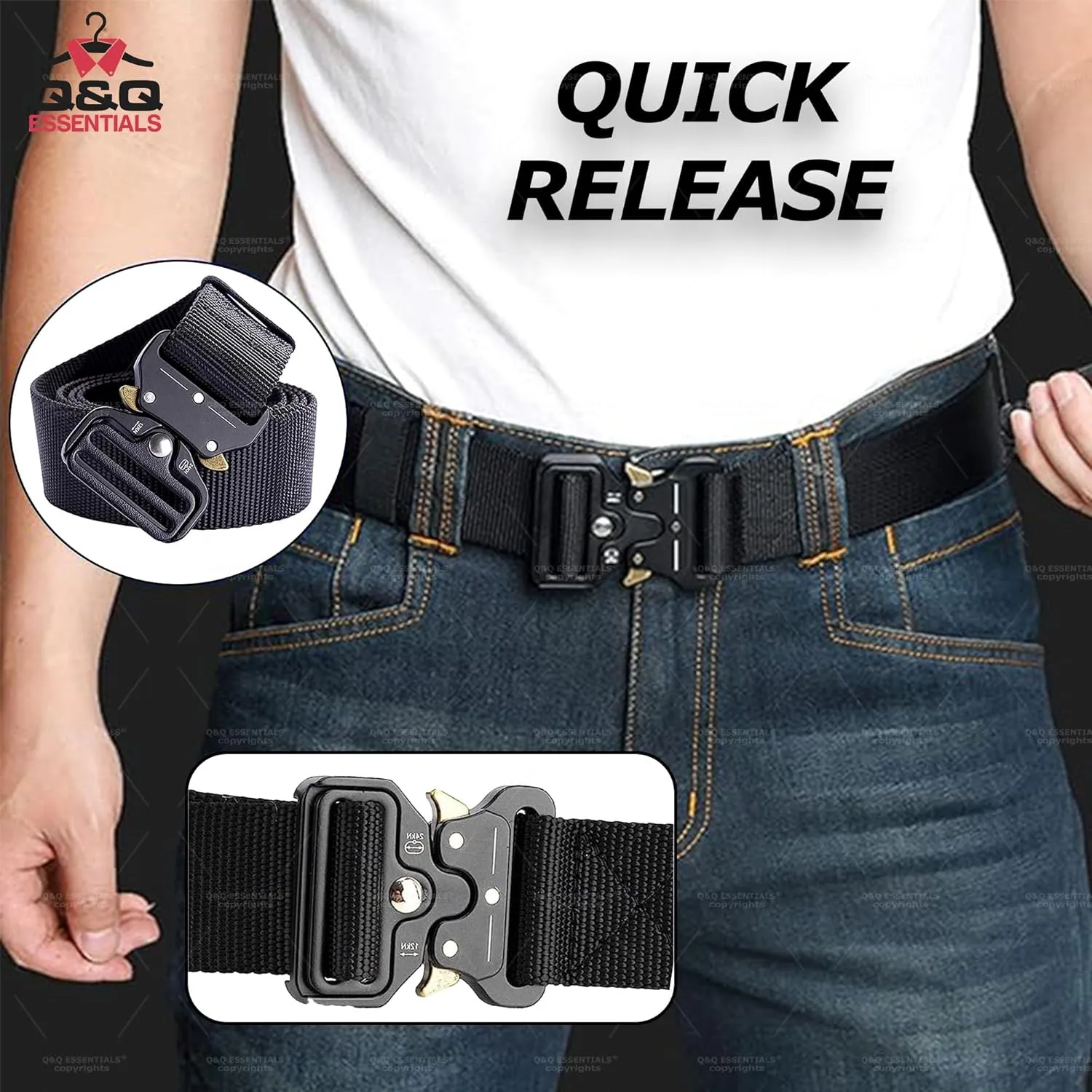 Q&Q ESSENTIALS Mens Tactical Belt Nylon Hunting Belts Hiking Belt for Men with Quick Release Belt