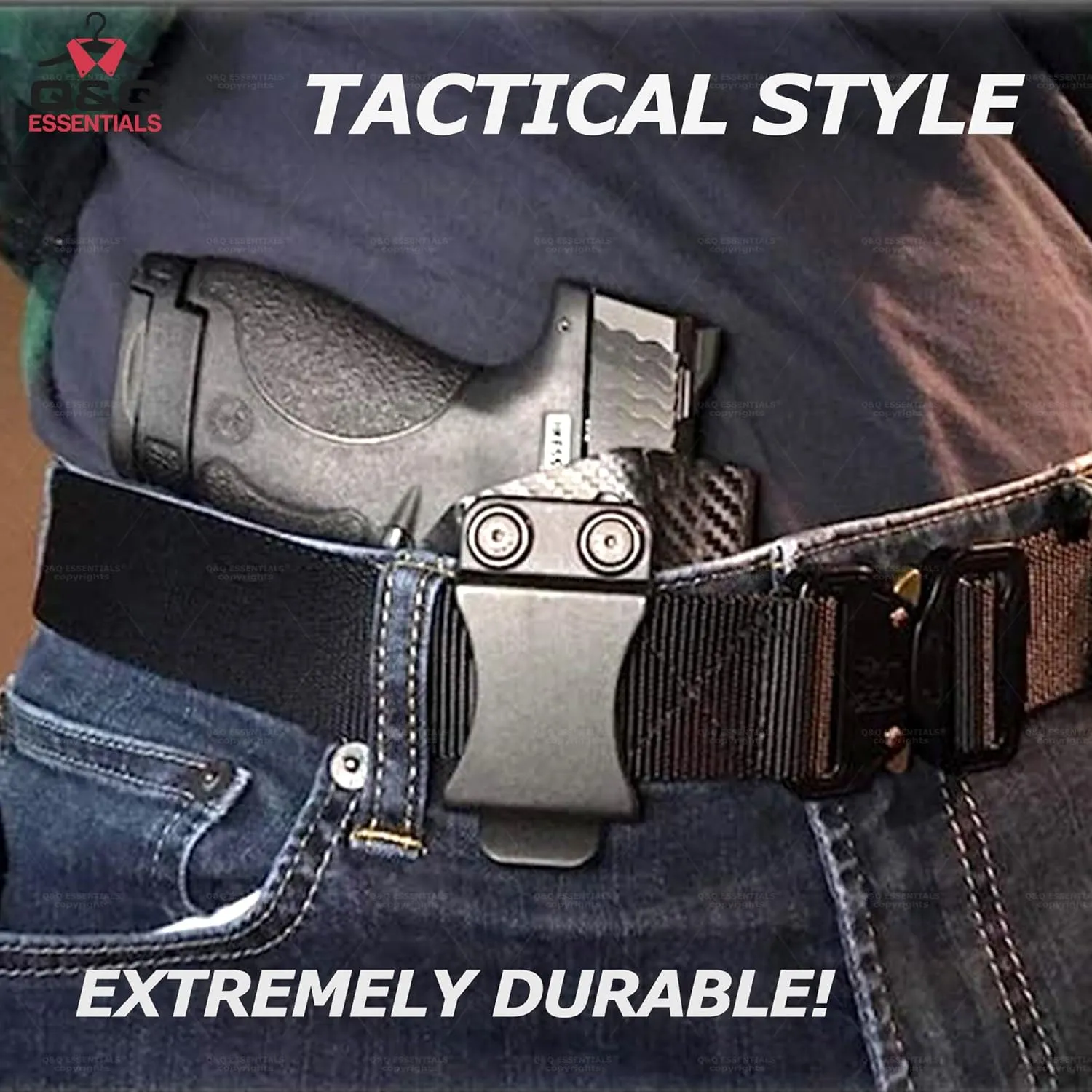Q&Q ESSENTIALS Mens Tactical Belt Nylon Hunting Belts Hiking Belt for Men with Quick Release Belt