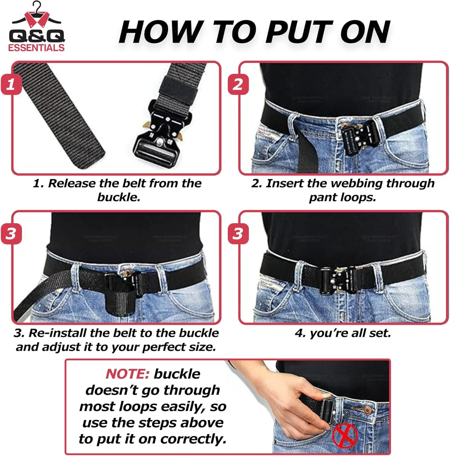 Q&Q ESSENTIALS Mens Tactical Belt Nylon Hunting Belts Hiking Belt for Men with Quick Release Belt