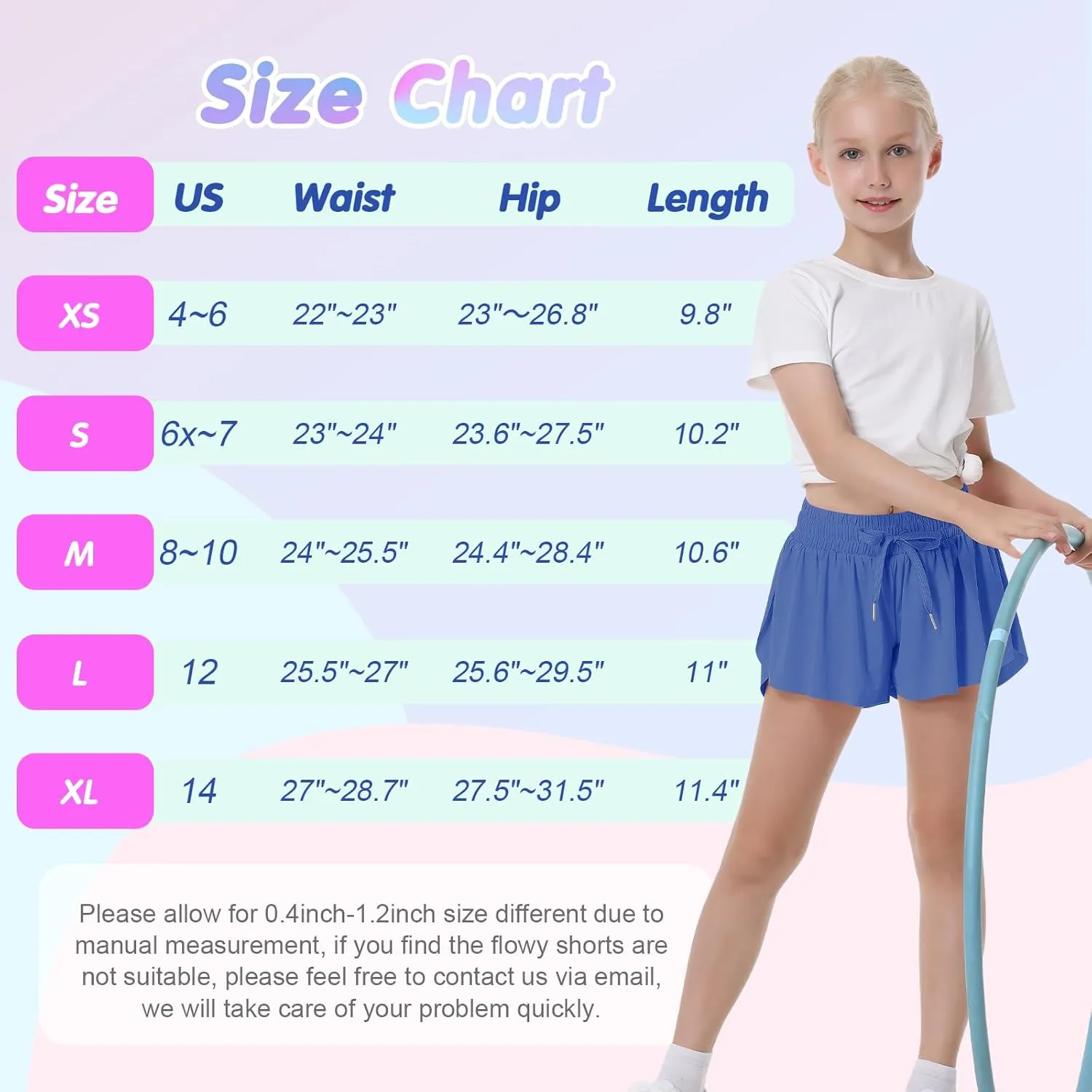 QooNoo Girls Butterfly Shorts with Pocket Flowy Athletic Shorts High Waist Preppy Running Shorts for Kids Teen