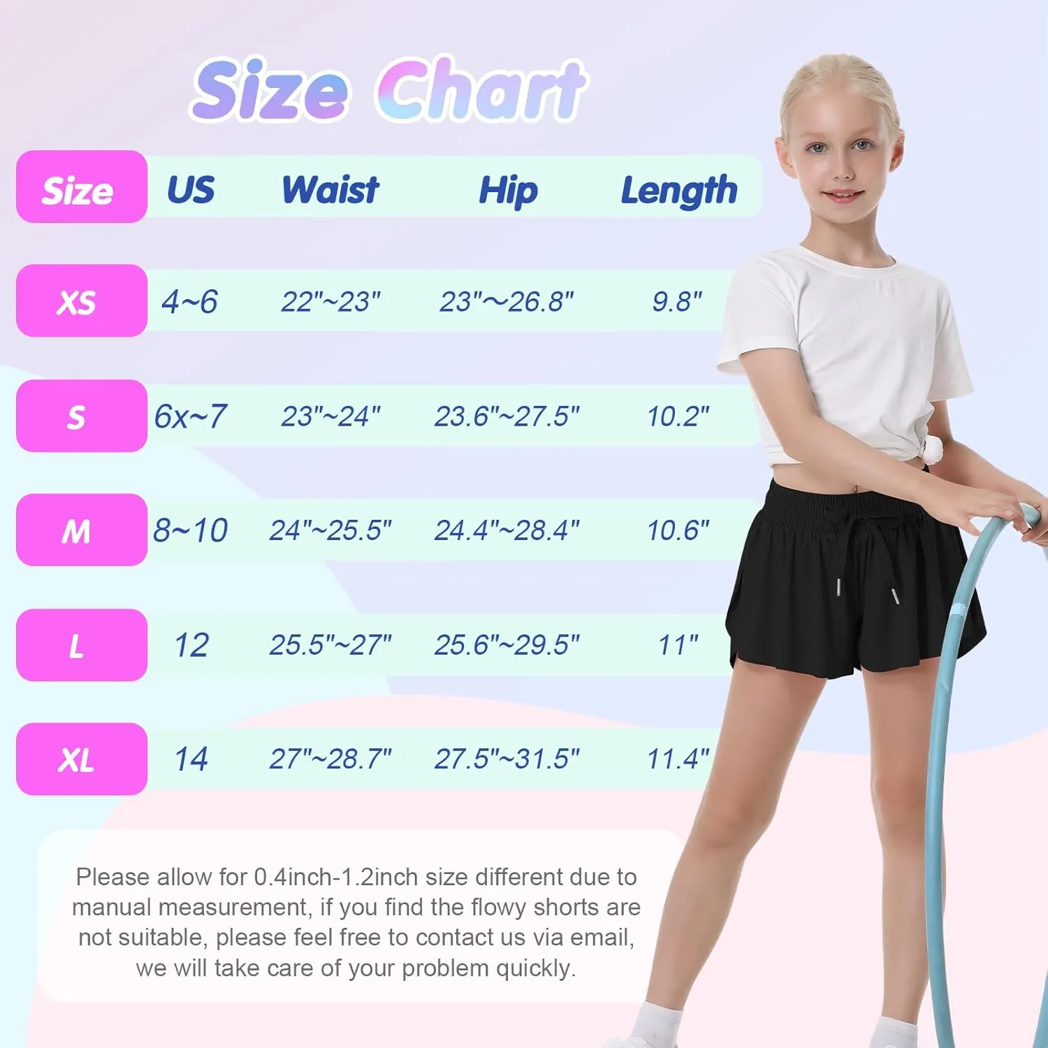 QooNoo Girls Butterfly Shorts with Pocket Flowy Athletic Shorts High Waist Preppy Running Shorts for Kids Teen