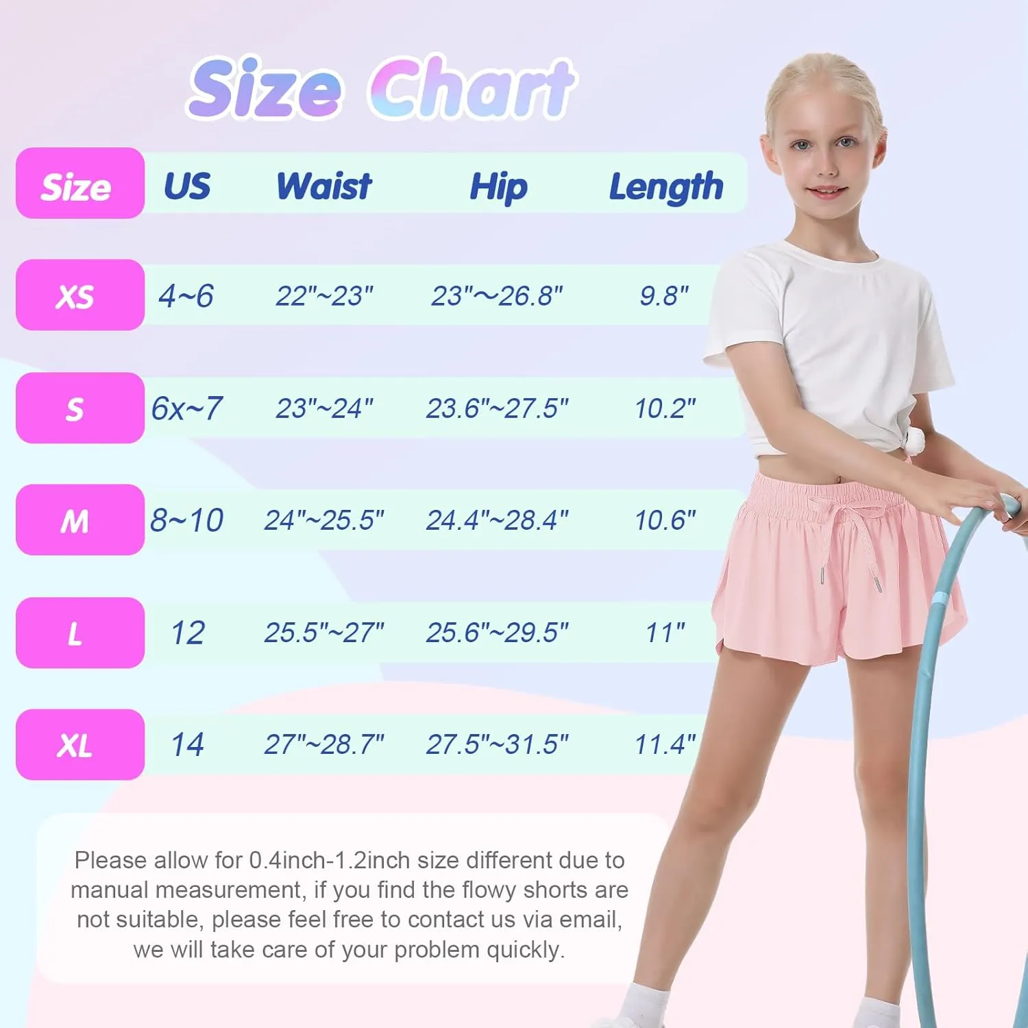 QooNoo Girls Butterfly Shorts with Pocket Flowy Athletic Shorts High Waist Preppy Running Shorts for Kids Teen