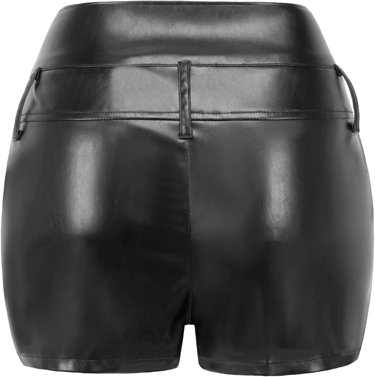 RAMISU Womens Casual Faux Leather Shorts High Waist Stretch Slim HIPS Motorcycle Skinny Coated Shorts