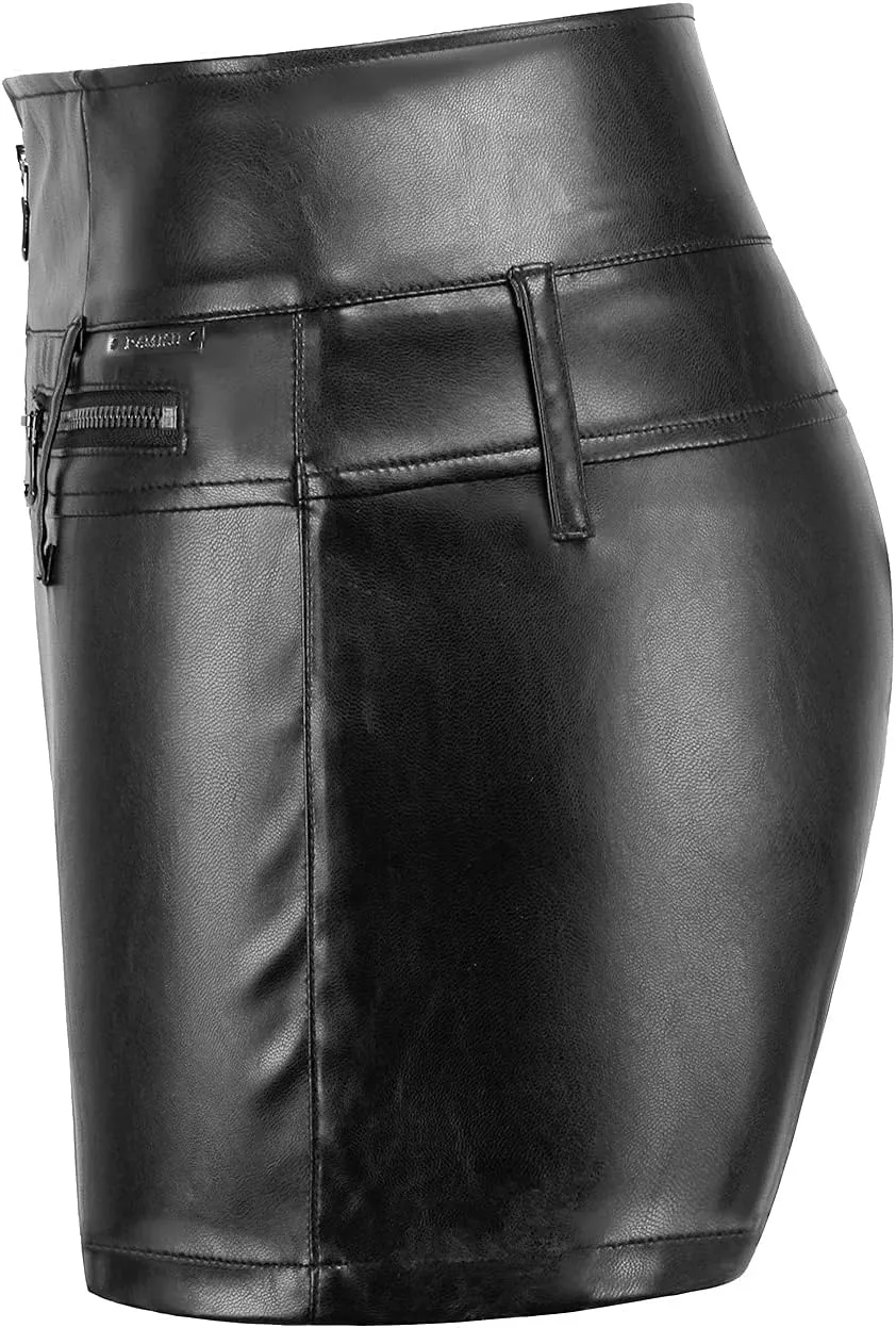 RAMISU Womens Casual Faux Leather Shorts High Waist Stretch Slim HIPS Motorcycle Skinny Coated Shorts