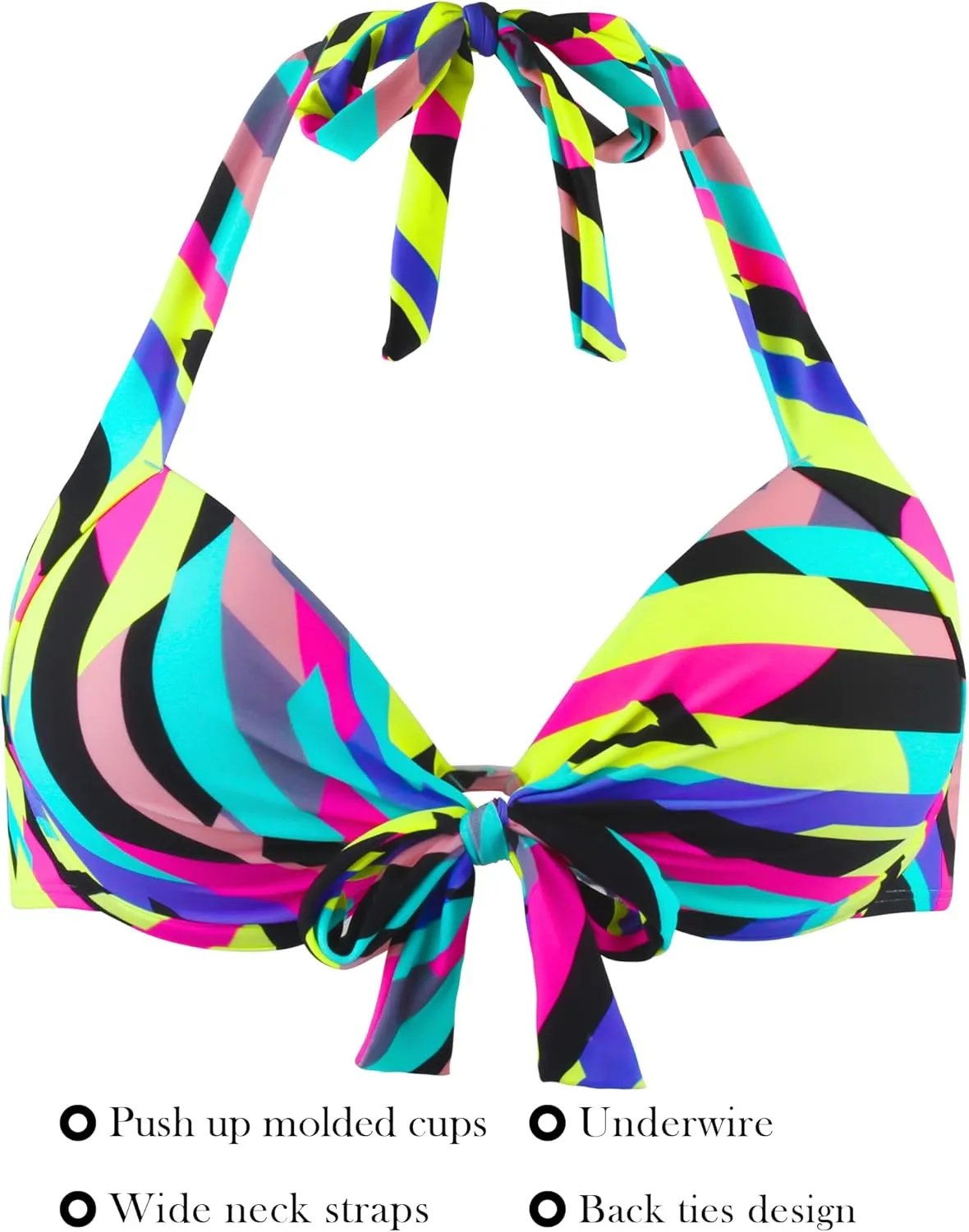 RELLECIGA Women's Push Up Bikini Top Knot Front Underwire Swimwear