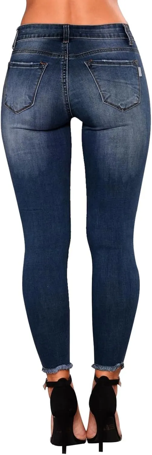 Ripped Jeans Womens Fall Fashion 2024 Trendy Stretchy Skinny Jeans Boyfriend Distressed Jeans Destroyed Denim Jeggings