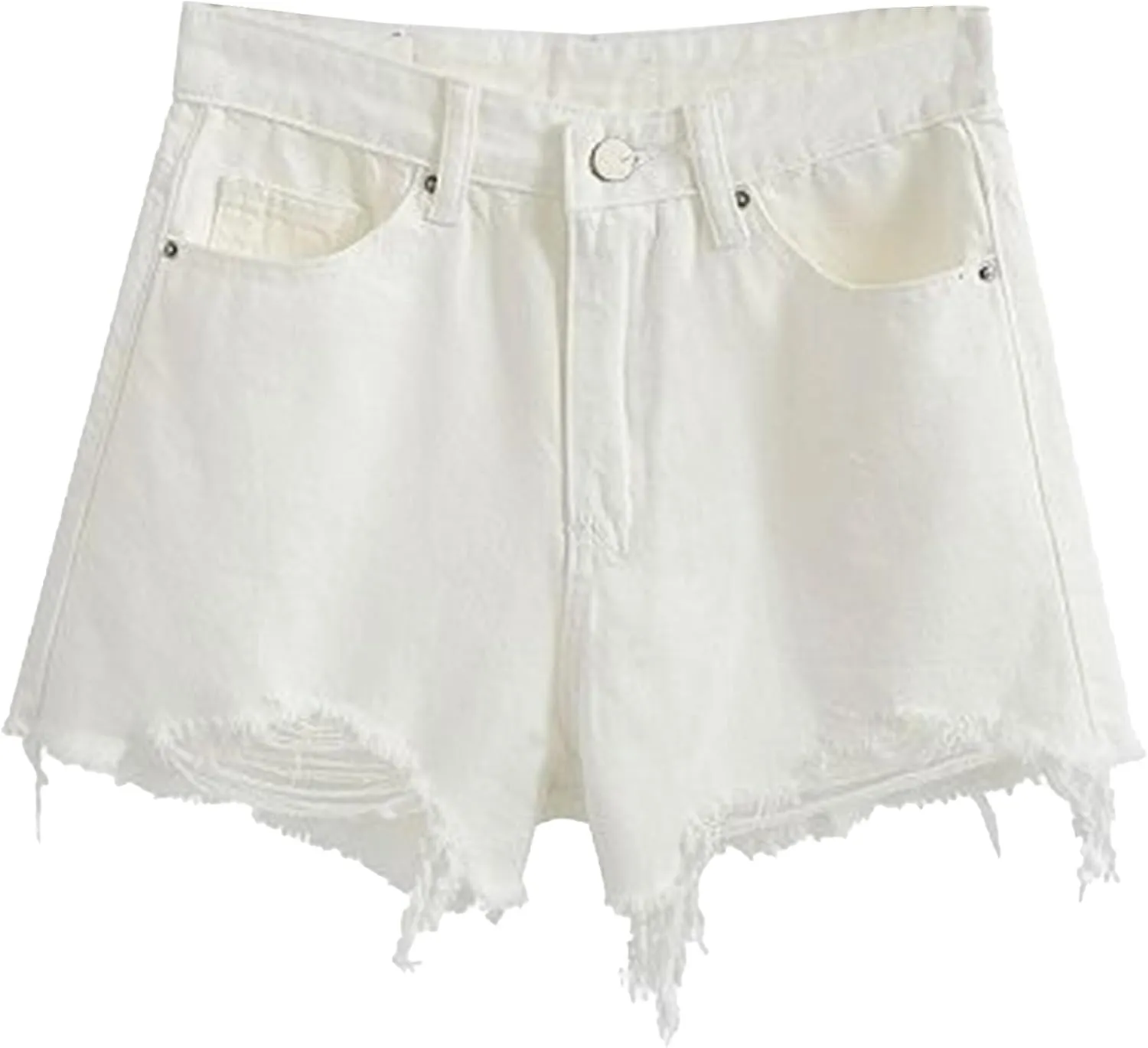 Ripped Jeans Womens High Waisted Irregular Frayed Raw Denim Shorts Summer Casual Shorts for Teen Girls