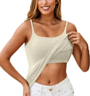 Running Camisole Tops for Women Built in Bra Trendy Spaghetti Strap Tank Top Push Up High Support Sport Comfort Bras