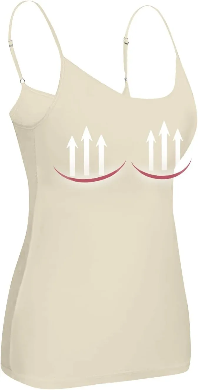Running Camisole Tops for Women Built in Bra Trendy Spaghetti Strap Tank Top Push Up High Support Sport Comfort Bras