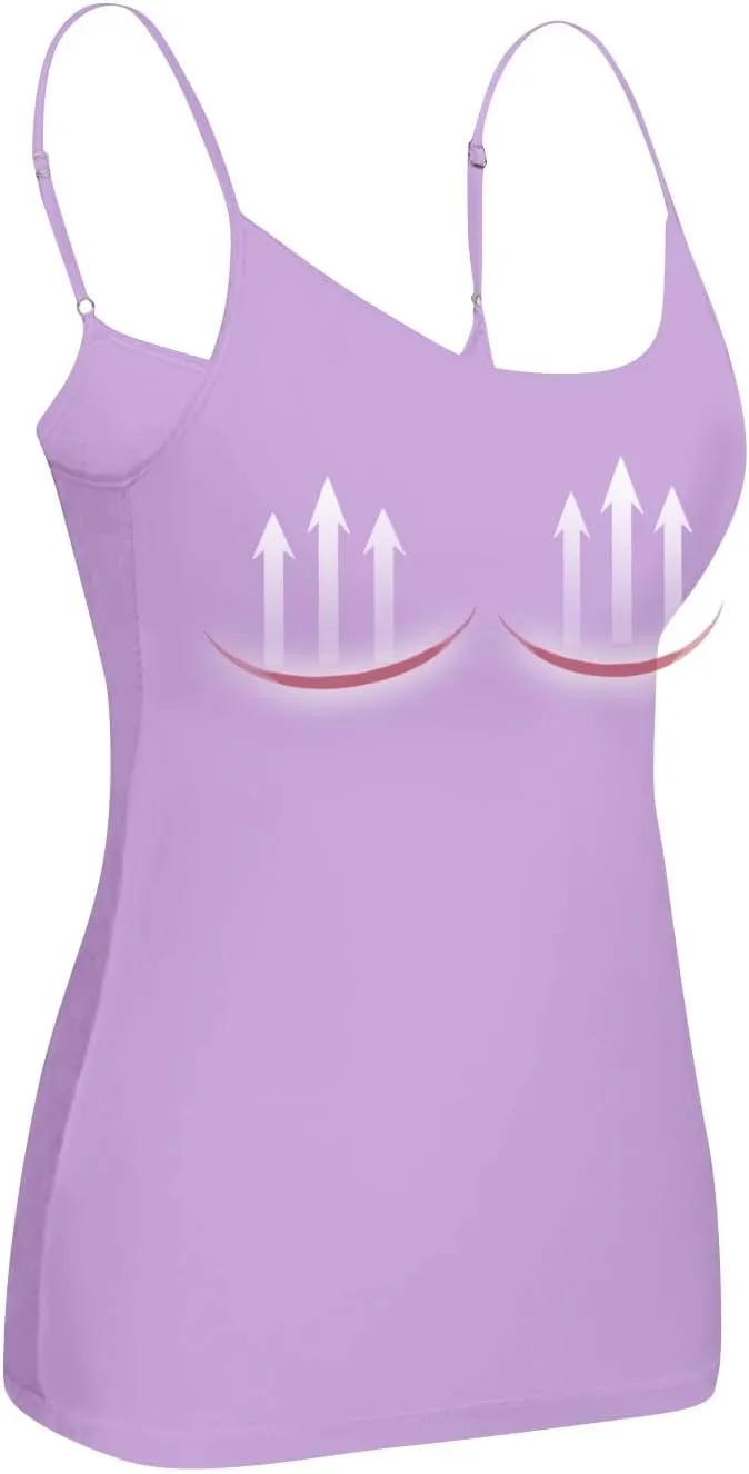 Running Camisole Tops for Women Built in Bra Trendy Spaghetti Strap Tank Top Push Up High Support Sport Comfort Bras