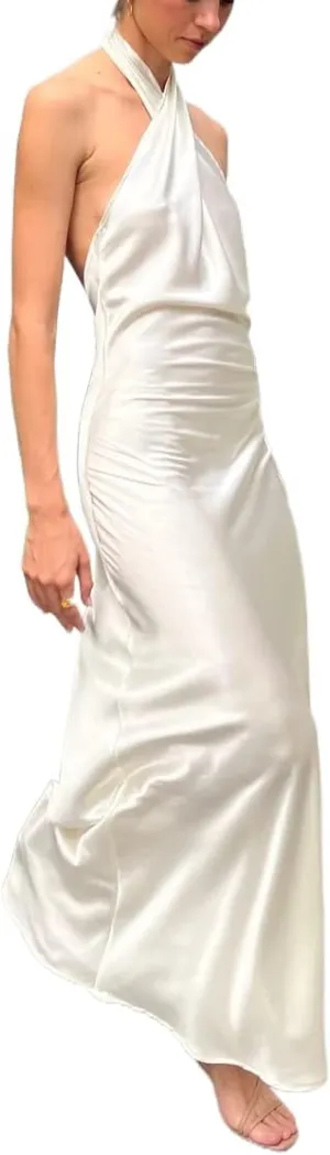 Satin Silk Slip Maxi Dress for Wedding Guest Women Bodycon Strapless Off Shoulder Midi Tube Dresses