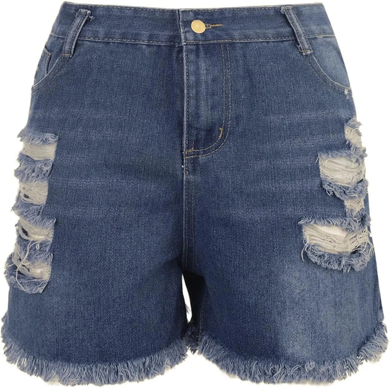 Senyentiewomens High Waisted Jean Shorts for Women Denim Frayed Raw Hem Distressed Denim Short Pull On Hot Shorts Causal
