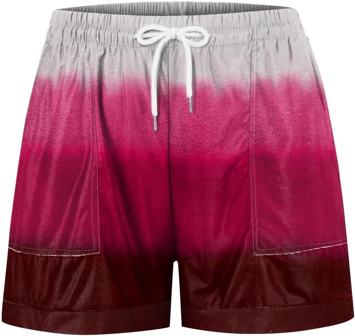 Shorts for Women Summer Linen Shorts Elastic Waist Shorts Casual Beach Shorts Wide Leg Shorts with Pockets