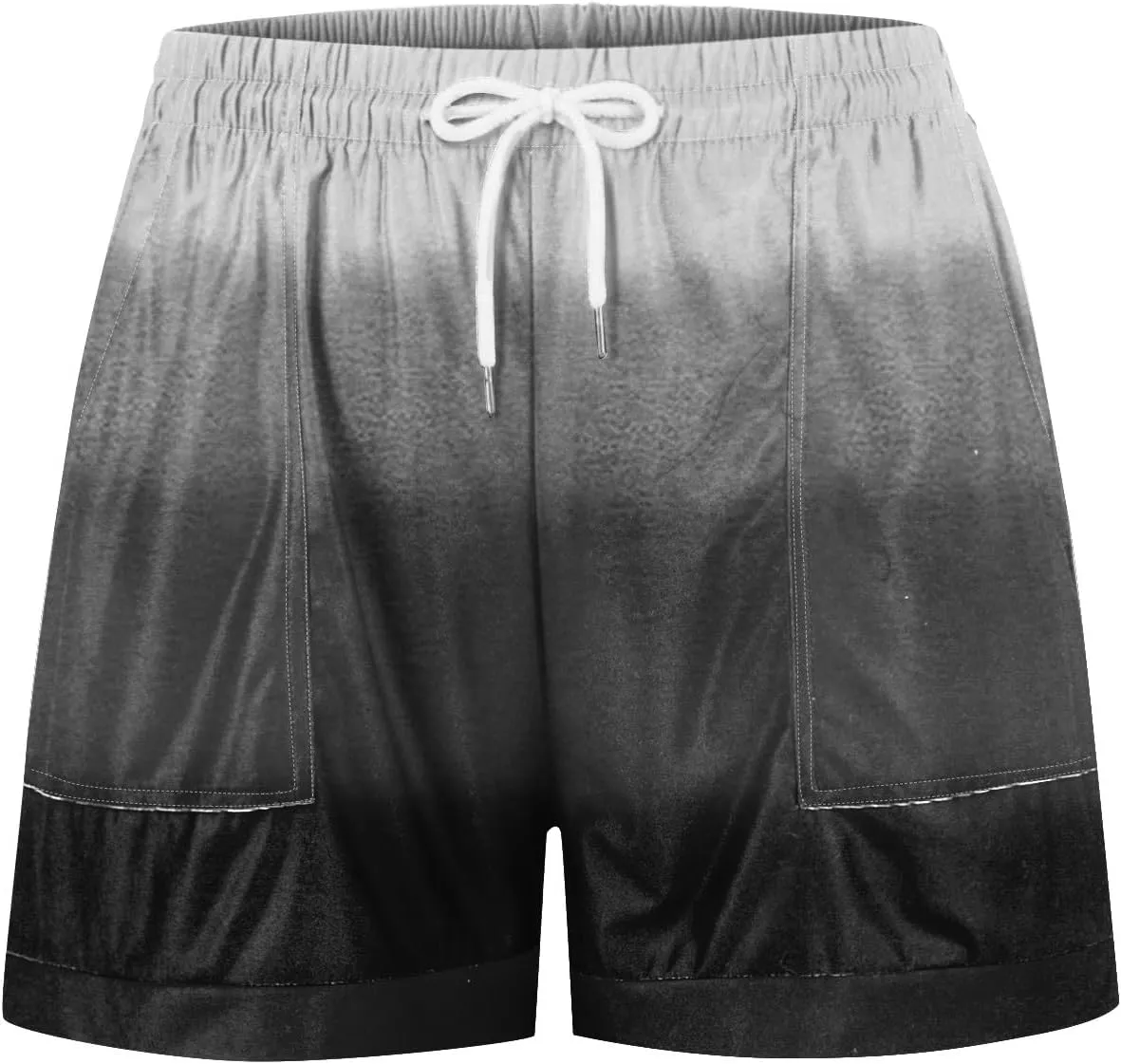 Shorts for Women Summer Linen Shorts Elastic Waist Shorts Casual Beach Shorts Wide Leg Shorts with Pockets