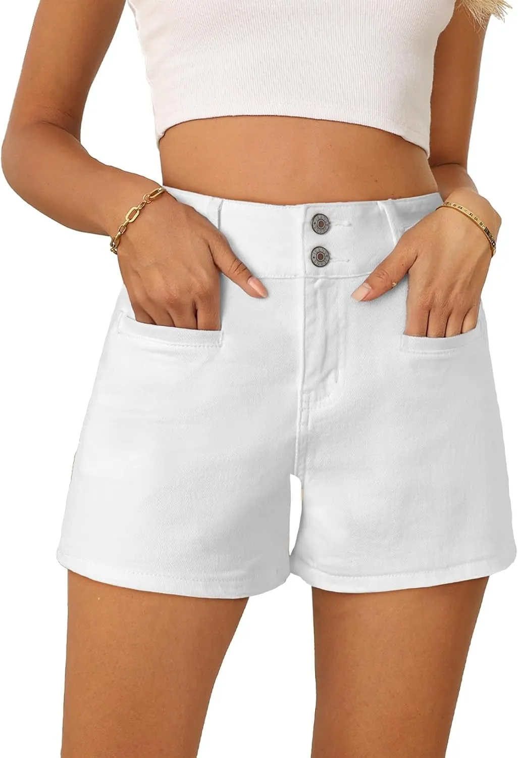 Sidefeel Womens Jean Shorts Casual High Waisted Stretchy Summer Denim Shorts with Pockets