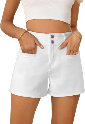 Sidefeel Womens Jean Shorts Casual High Waisted Stretchy Summer Denim Shorts with Pockets