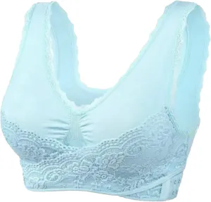 Sports Bras for Women Front Criss Cross Bras Side Buckle Lace Sports Bras Wireless Push Up Seamless Bra with Removable Pad