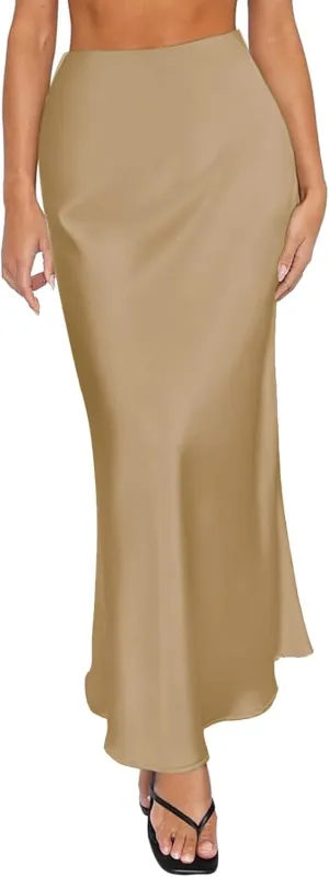 Spring Summer Skirts Satin Skirt High Waisted Maxi Wedding A Line Long Skirts Disposable Table