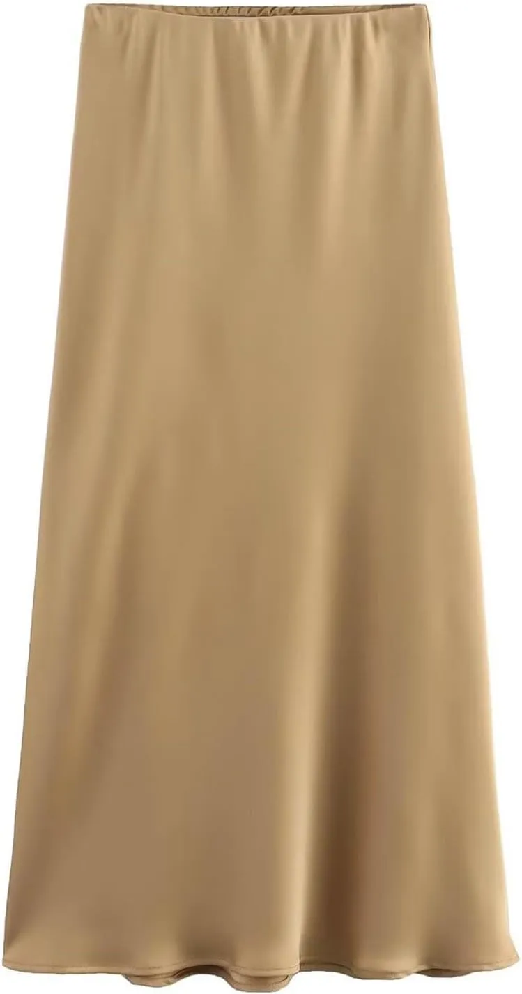 Spring Summer Skirts Satin Skirt High Waisted Maxi Wedding A Line Long Skirts Disposable Table