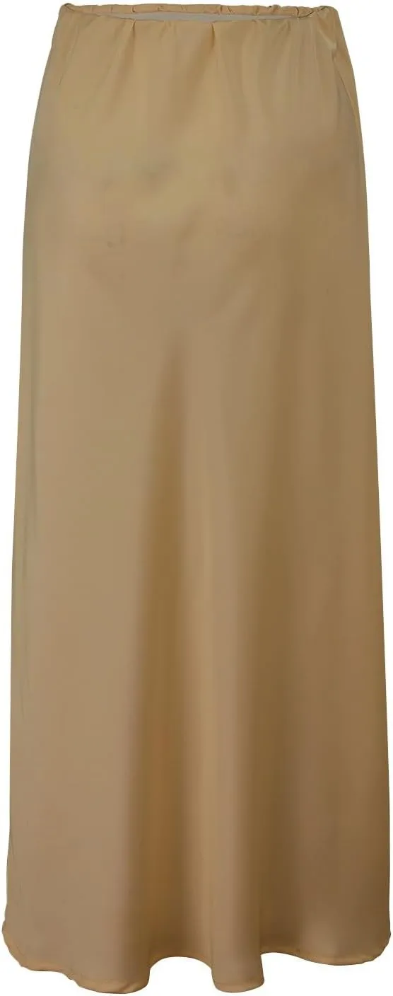 Spring Summer Skirts Satin Skirt High Waisted Maxi Wedding A Line Long Skirts Disposable Table